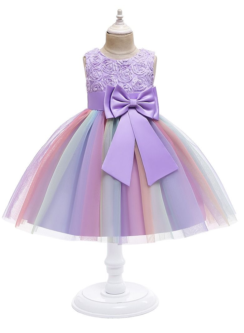 Loquat Summer new unicorn children's dress princess skirt children's dress girls Purple  - Image 1