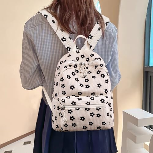 Bluboon Girls Mini Backpack Womens Small Backpack Purse Teens Cute Casual School Bookbag(Beige floral) - Image 5