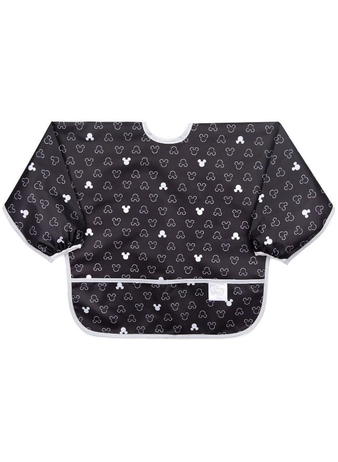 Bumkins Disney Bibs, Baby and Toddler Girls and Boys 6-24 Months, Long Sleeve, Essential Must Have for Eating, Feeding, Mess Saving Lightweight Waterproof Fabric Sleeved Smock, Mickey Mouse Icon - Image 4