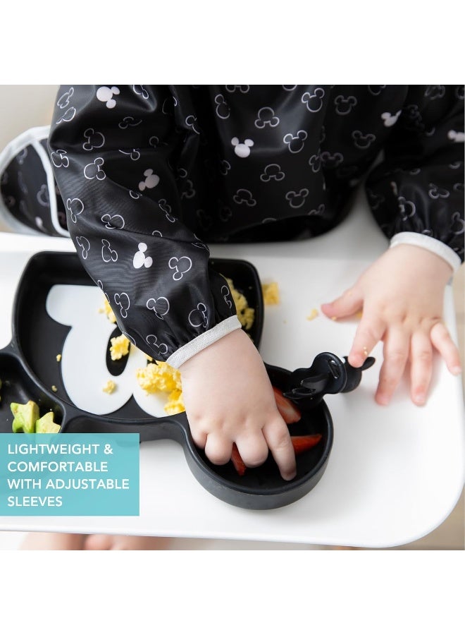 Bumkins Disney Bibs, Baby and Toddler Girls and Boys 6-24 Months, Long Sleeve, Essential Must Have for Eating, Feeding, Mess Saving Lightweight Waterproof Fabric Sleeved Smock, Mickey Mouse Icon - Image 5