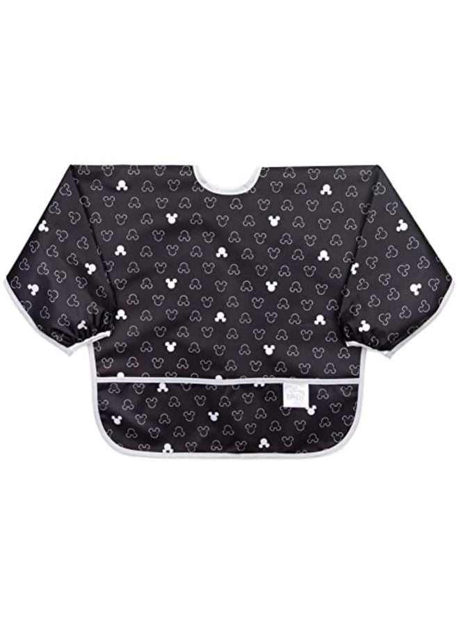 Bumkins Disney Bibs, Baby and Toddler Girls and Boys 6-24 Months, Long Sleeve, Essential Must Have for Eating, Feeding, Mess Saving Lightweight Waterproof Fabric Sleeved Smock, Mickey Mouse Icon - Image 1