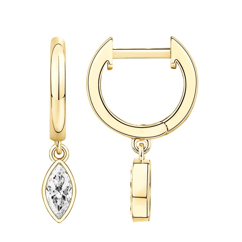 PAVOI 14K Yellow Gold Plated S925 Sterling Silver Post Drop/Dangle Huggie Earrings for Women | Dainty Marquise Earrings - Image 1