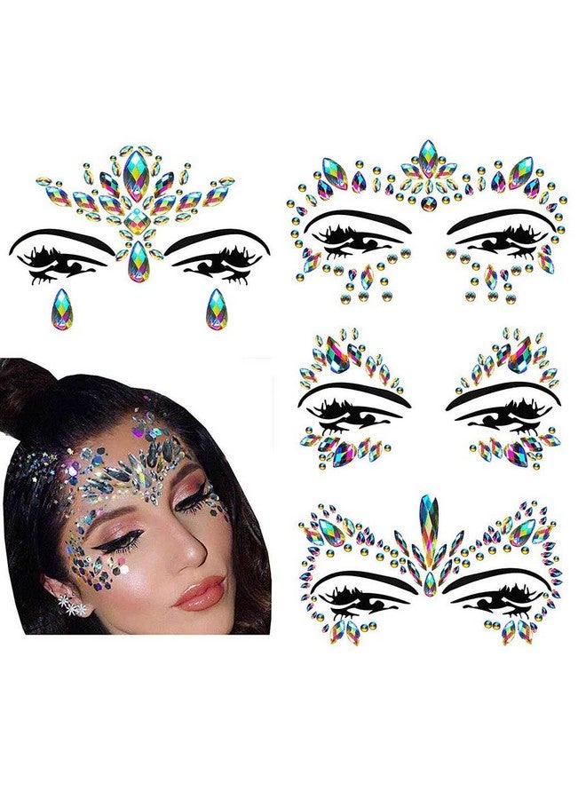 cuteDIY Festival Clothing Rave Accessories Face Jewels Gems Stickers Carnival Mermaid Costume Glitter - Image 1