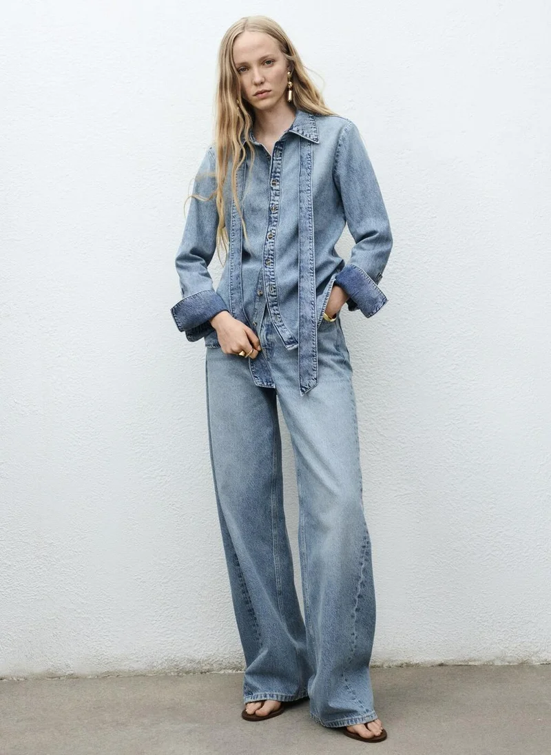Mango  Denim shirt with bow for Women | Best Price UAE