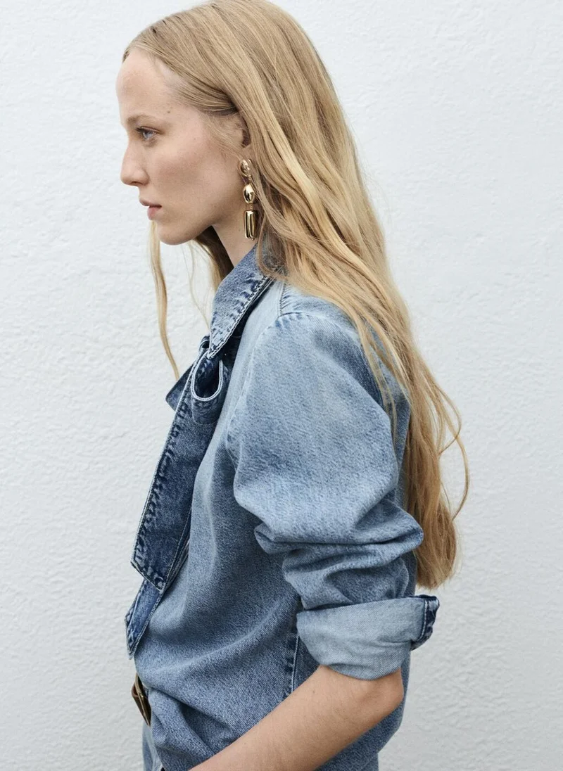 Mango  Denim shirt with bow for Women | Best Price UAE
