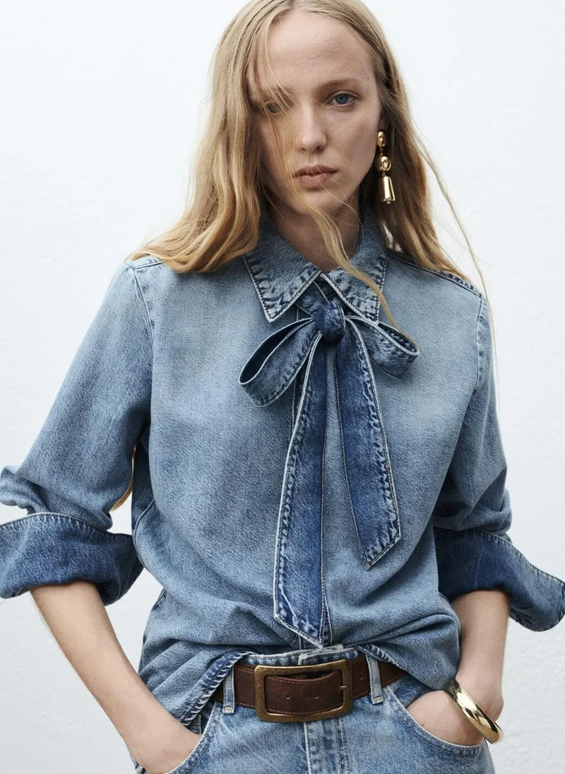 MANGO Denim shirt with bow