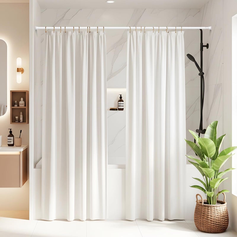 AIZESI 1PCS Spring Tension Curtain Rods 32 to 72 Inch White Tension Rod Spring Tension Rod long Curtain Rod Tension Adjustable Curtain Rods for Kitchen - Image 4