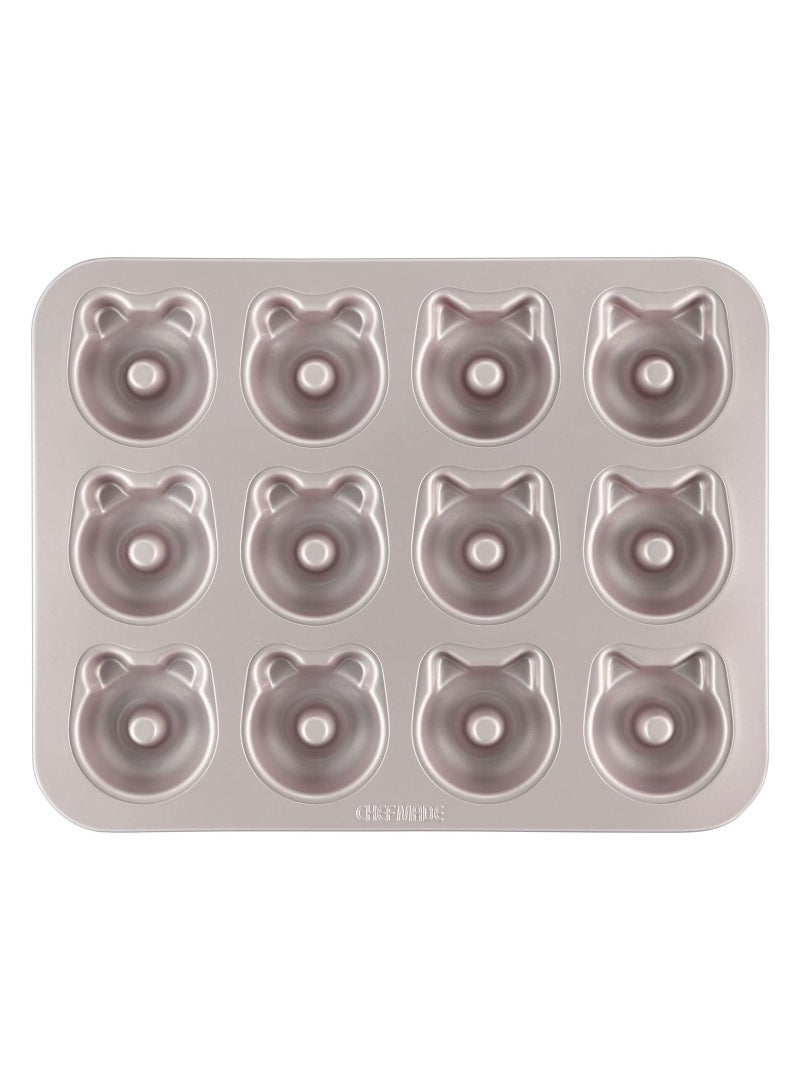 chefmade Donut Mold Cake Pan 12 Cavity Non Stick Bear shaped Doughnut Bakeware - Image 1