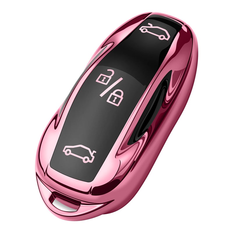 Tukellen for Tesla Key Fob Cover Key Shell Protection Case Compatible with Tesla Model 3 Model Y Model S (Pink) - Image 1