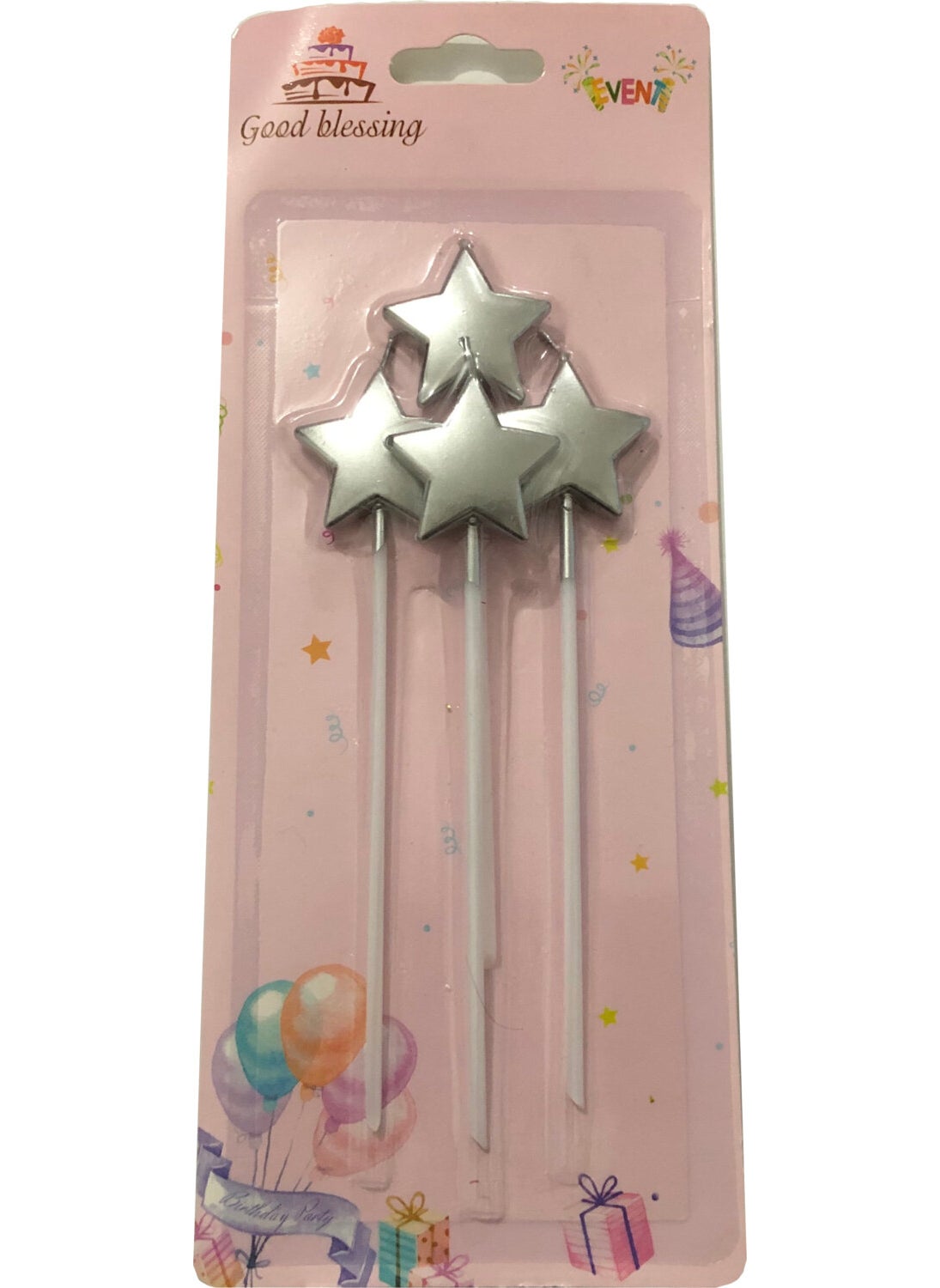 Event 4-Stick Star Silver Candle 13.5cm 