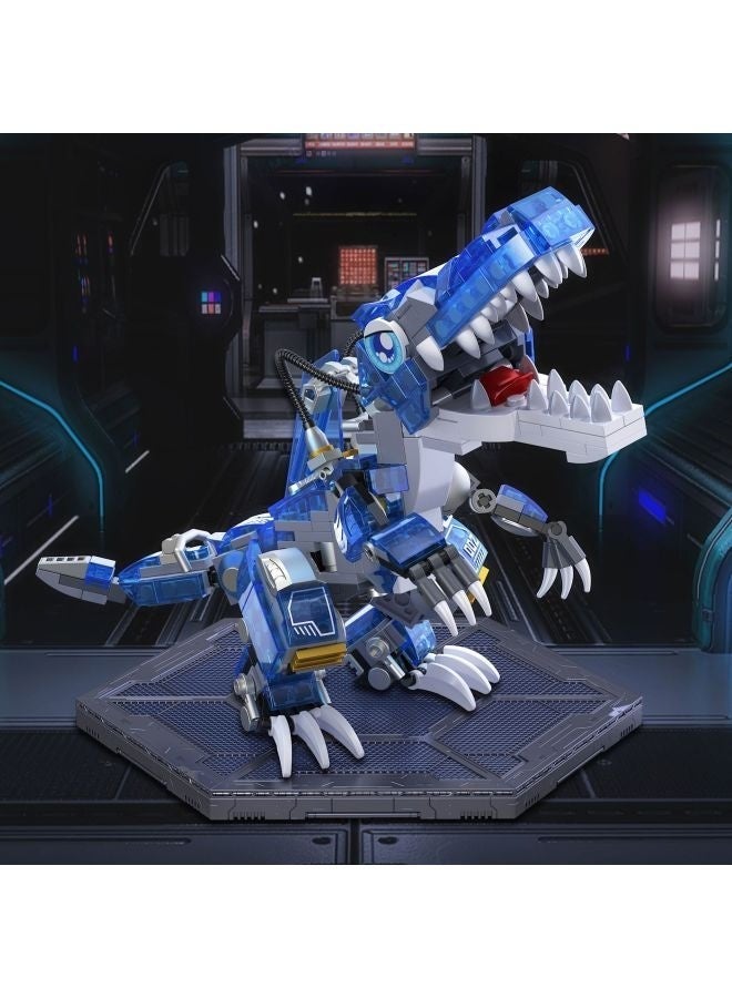 4-in-1 Glow-in-The-Dark Mechanical Dinosaur Building Set | Small Block Construction Models | T-Rex/Spinosaurus/Triceratops/Velociraptor | Educational Assembly Toy - Image 1