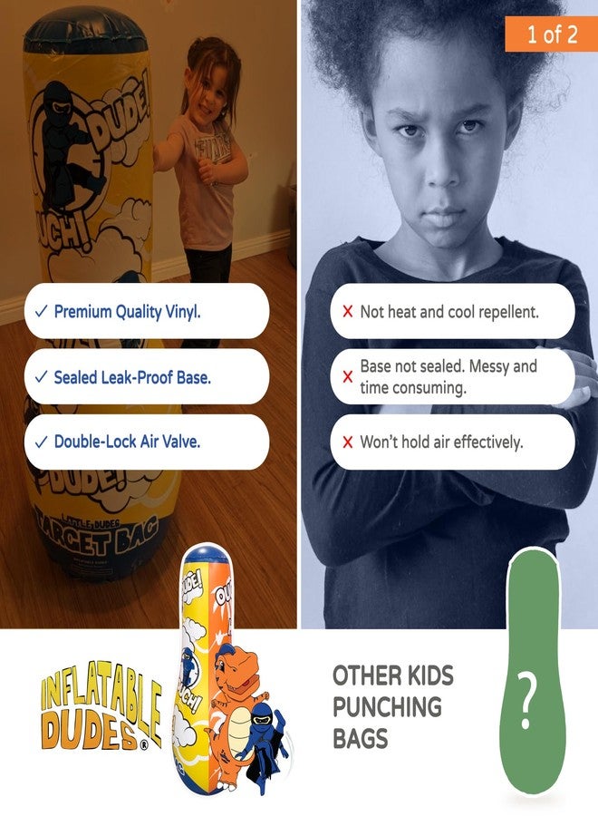 INFLATABLE DUDES Target Bag - Double-Sided - Ninja Dinosaur 40 Inches - Kids Punching Bag | Already Filled with Sand| Bop Bag | Inflatable Bopper | Punching Bag for Kids- (Little Dudes Rex and Nobi) - Image 5