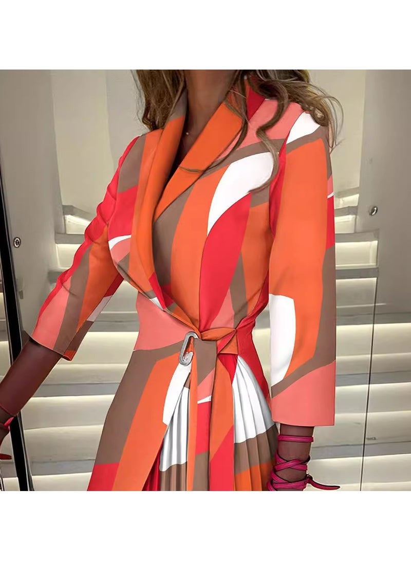 Shougu New Belt Collection Pleated Suit Collar Dress  - Image 1