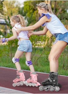 sway Kids Inline Skating Sports 8 Wheels Luminous Wheels Set Girls and Boys Skates, Colorful Luminous Roller Skates with Protection Fall Set and Training Set  - Image 5