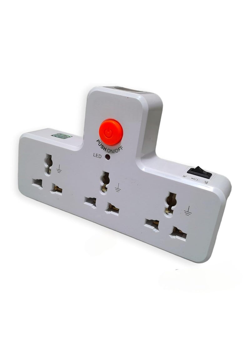 ROSARIO Rosario Extension Board 3 Socket Multiplug 3 Universal Socket with 1 Master Switch Indicator and Led Light on Top 
