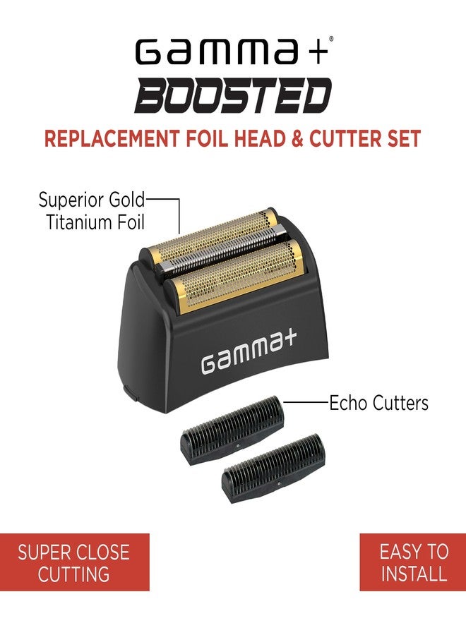 GAMMA+ Replacement Gold Titanium Foil Head & Set of 2 Stainless Steel Echo Cutters Compatible with Gamma+ Boosted Shaver - Image 2