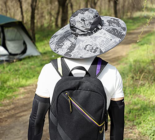 Leotruny Men Wide Brim Sun Hats UPF50+ Waterproof Breathable Bucket Hat for Fishing, Hiking, Camping (C05-dark Grey Ink) - Image 2