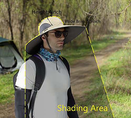 Leotruny Men Wide Brim Sun Hats UPF50+ Waterproof Breathable Bucket Hat for Fishing, Hiking, Camping (C05-dark Grey Ink) - Image 3