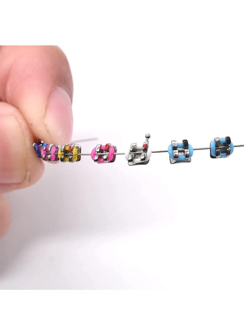 HaLunhi Temporary Tooth Decoration with Metal Wiresï¼Metal Bracket and Orthodontic Ligature Tiesï¼Practice Props for Dental Studentsï¼Pinkï¼ - Image 2