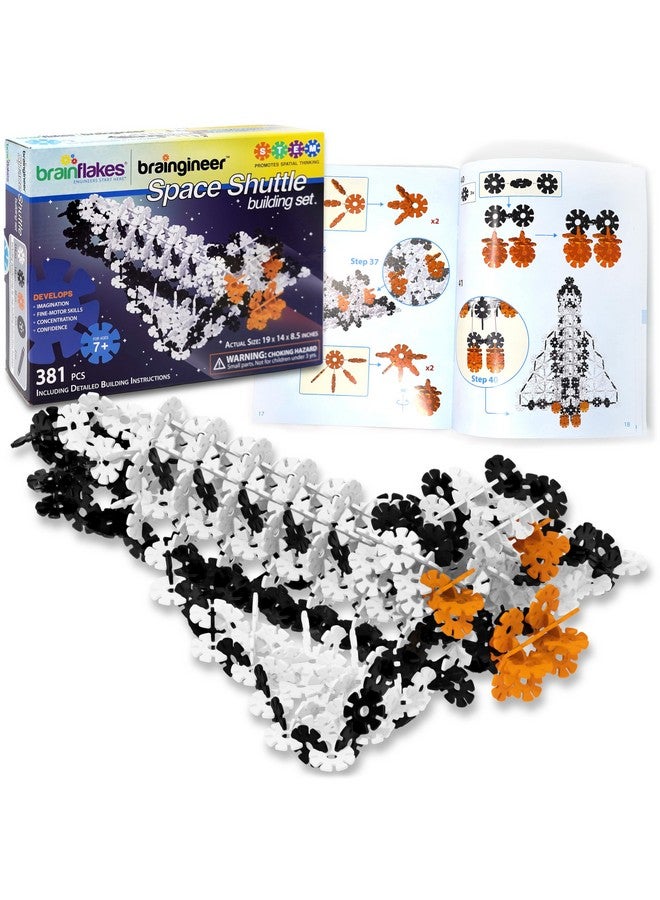 Brain Flakes Space Shuttle Building Set with Detailed Step by Step Instructions Booklet - 381 Pieces - Wheels and Axles Included - Construct a 19 Inch Large Space Ship - Ages 7+ Years Old - Image 1