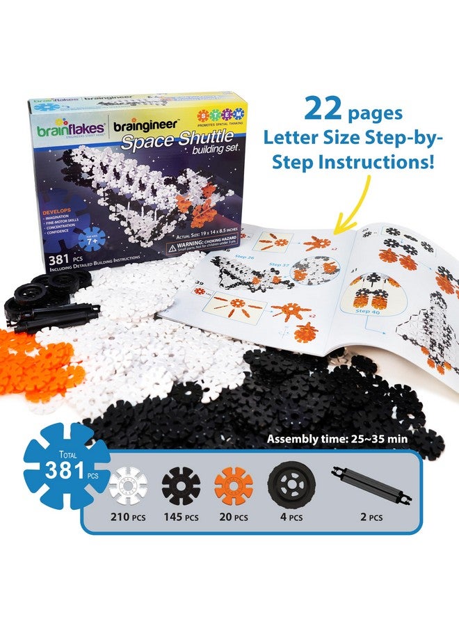 Brain Flakes Space Shuttle Building Set with Detailed Step by Step Instructions Booklet - 381 Pieces - Wheels and Axles Included - Construct a 19 Inch Large Space Ship - Ages 7+ Years Old - Image 2