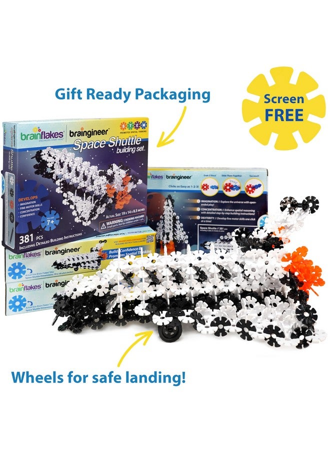 Brain Flakes Space Shuttle Building Set with Detailed Step by Step Instructions Booklet - 381 Pieces - Wheels and Axles Included - Construct a 19 Inch Large Space Ship - Ages 7+ Years Old - Image 5