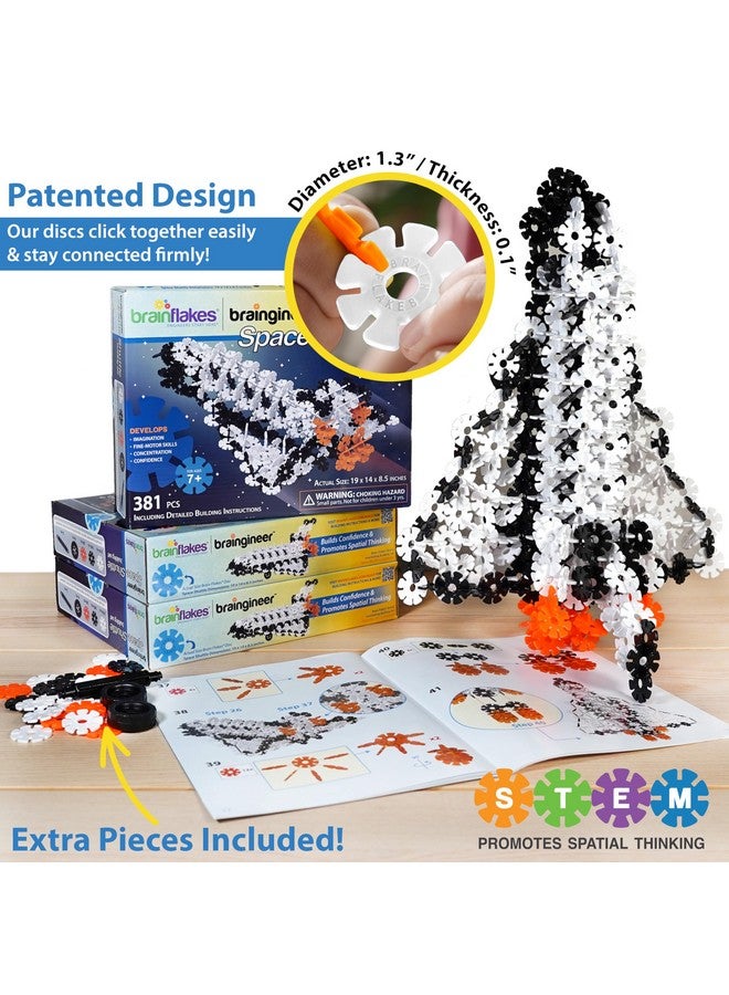 Brain Flakes Space Shuttle Building Set with Detailed Step by Step Instructions Booklet - 381 Pieces - Wheels and Axles Included - Construct a 19 Inch Large Space Ship - Ages 7+ Years Old - Image 4