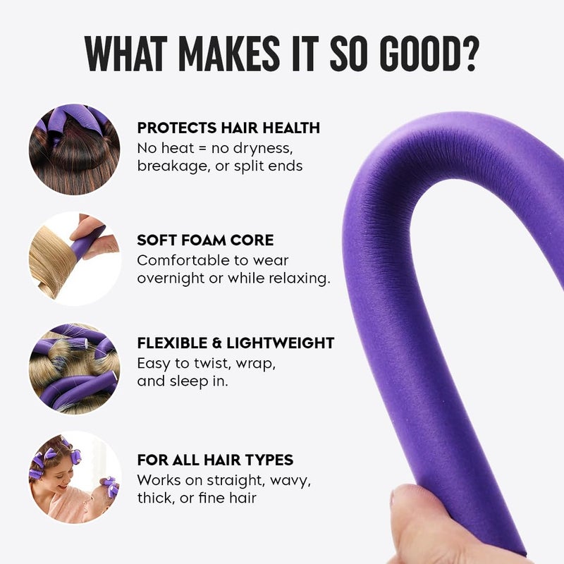 Gleva Heatless Flexible Foam Curling Rods, No Heat Curlers for Long or Short Hair For Overnight Sleep & Home Styling,Soft Twist Hair Rollers For Women & Girls (Pack of 10) - Image 4