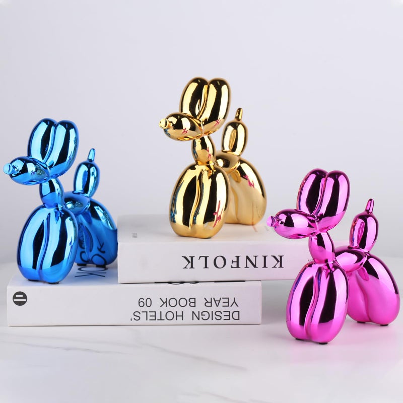 XIAOMAGG Balloon Dog Sculpture Modern Home Decor Collectible Figurines Funky Statues for Bedroom Trendy Animal Decor for Coffee Table Living Room Decor Art Resin Decor Office Standing Desk Decor - Image 2