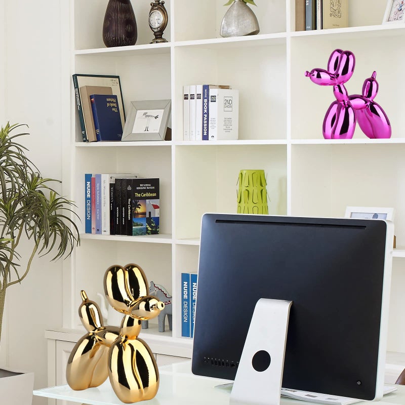XIAOMAGG Balloon Dog Sculpture Modern Home Decor Collectible Figurines Funky Statues for Bedroom Trendy Animal Decor for Coffee Table Living Room Decor Art Resin Decor Office Standing Desk Decor - Image 3