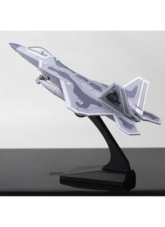 Simulation Metal Model F22 Fighter J-15 J-20 Alloy Aircraft Acousto-optic Power Collection Ornaments-Color:Camouflage Gray Belt Bracket (color Box Packaging)