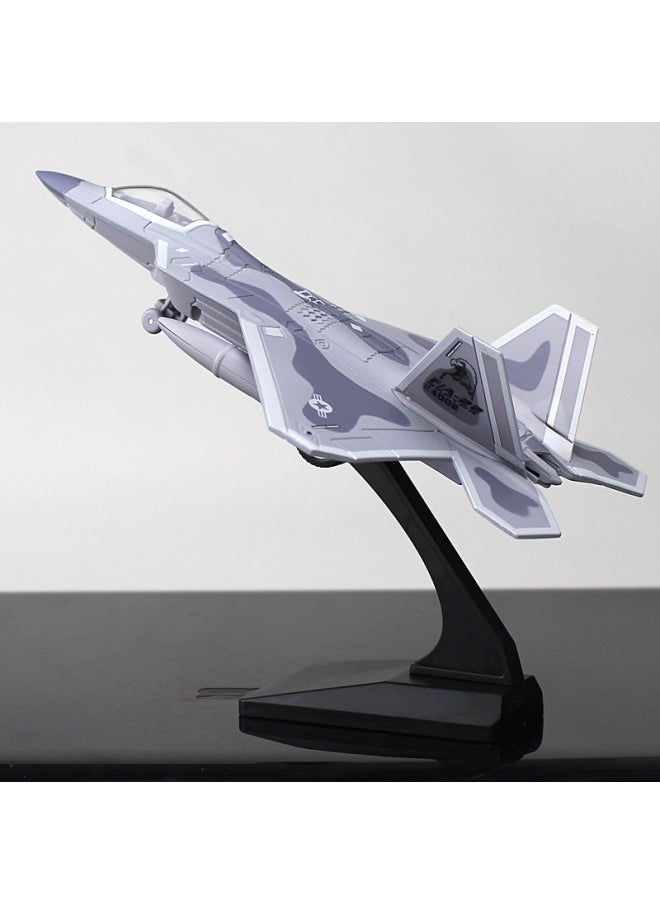Generic - Simulation Metal Model F22 Fighter J-15 J-20 Alloy Aircraft Acousto-optic Power Collection Ornaments-Color:Camouflage Gray Belt Bracket (color Box Packaging) - Image 1