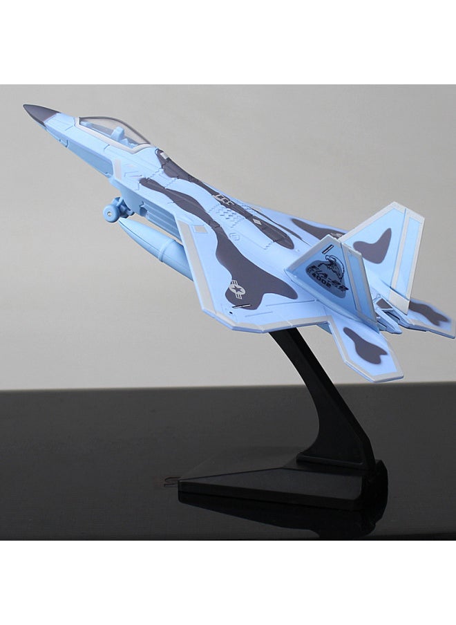 Generic - Simulation Metal Model F22 Fighter J-15 J-20 Alloy Aircraft Acousto-optic Power Collection Ornaments-Color:Camouflage Gray Belt Bracket (color Box Packaging) - Image 1