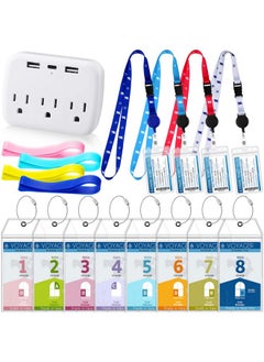 Oudain Carnival Cruise Essentials Cruise Accessories Must Haves Include 8 Waterproof Cruise Luggage Tags Holder 4 Cruise Lanyards For Ship Cards 4 Pack Towel Bands And Power Strip(Bright Sailing)  - Image 1