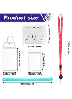 Oudain Carnival Cruise Essentials Cruise Accessories Must Haves Include 8 Waterproof Cruise Luggage Tags Holder 4 Cruise Lanyards For Ship Cards 4 Pack Towel Bands And Power Strip(Bright Sailing)  - Image 2