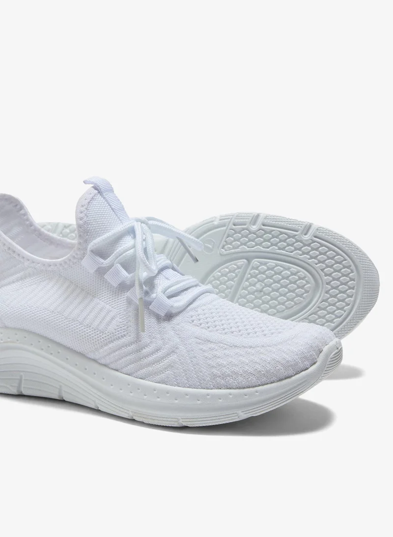 Matalan White Knitted Lace Up Trainers