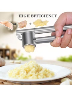 ماركة غير محددة Garlic Press Mincer -304 Stainless Steel Garlic Crusher & Peeler Set Detacble, Heavy-duty Rust Proof Garlic Mincer Design for Extracts المزيد من الثوم لصق كل قرنفل  - Image 2