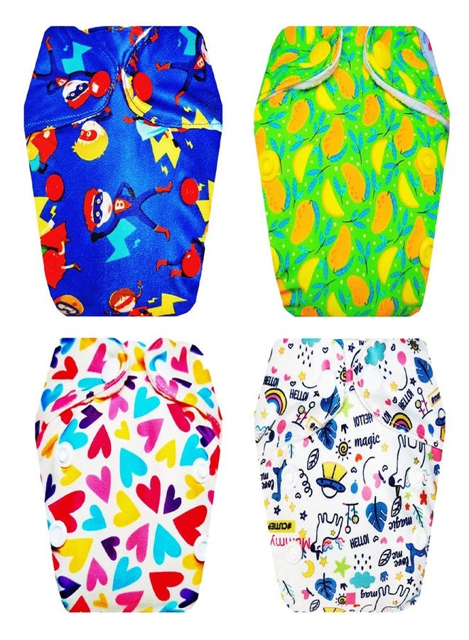 Dumbledo Premium Newborn Cloth Diaper with Integrated Insert (Pack of 4) | Snug Fit | Breathable | Adjustable Snaps | Ideal for Toddlers | 0 - 4 Months | Unisex Baby - Image 1