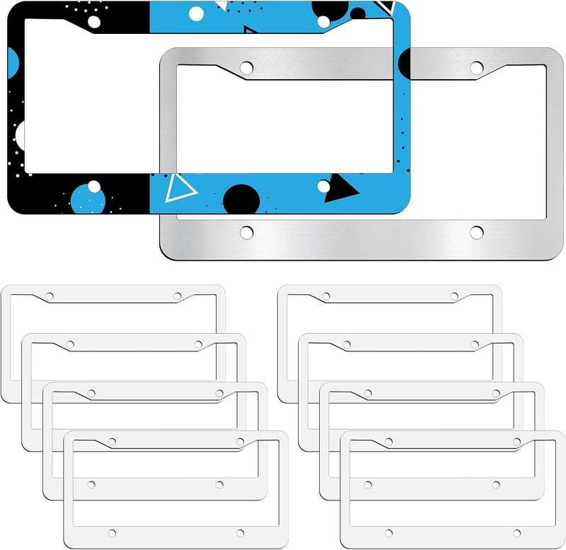 OKBA 10 Pcs Sublimation License Plate Frame Blanks - White Aluminum Car Tag for Custom Designs (12.2x6.3 in) - Image 1