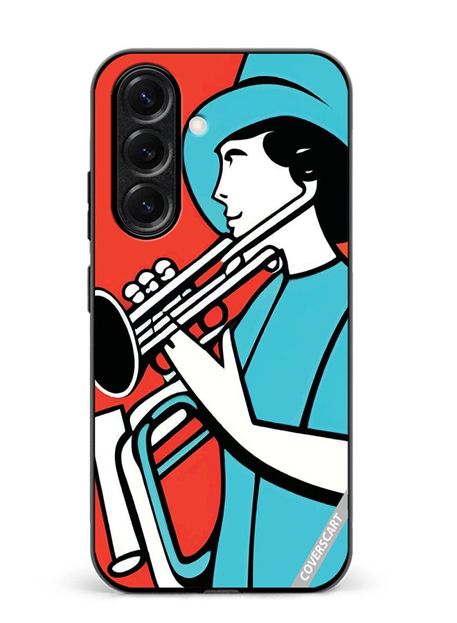 Protective Case Cover For Samsung Galaxy S25 Jazz Trumpeter Recital Design Multicolour
