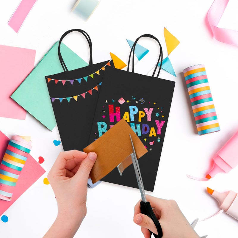 MESHA Black Gift Bags 5.25x3.75x8 Inch Small Kraft Paper Bags with Handles Bulk,100 Pack for Small Business,Wedding Party Favor - Image 5