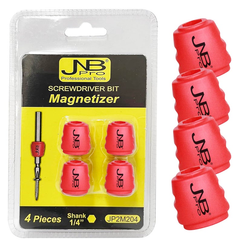 JNB Pro 4 Pcs Screwdriver Head Magnetic Ring - Removable Magnet Hex 1/4 Inch 6.35 mm Universal Magnetic Screw Ring Bit - Magnetizer Ring for Woodworking, Carpentry, Metalworking, DIY Building Projects - Image 1