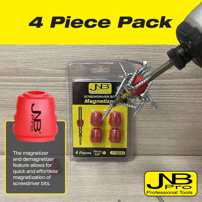 JNB Pro 4 Pcs Screwdriver Head Magnetic Ring - Removable Magnet Hex 1/4 Inch 6.35 mm Universal Magnetic Screw Ring Bit - Magnetizer Ring for Woodworking, Carpentry, Metalworking, DIY Building Projects - Image 4