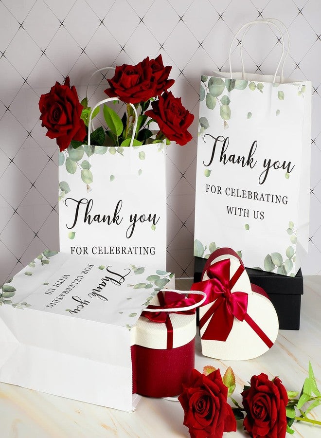 Queekay 30 Pieces Wedding Gift Bags Bulk Thanks for Celebrating with Us Paper Bags with Handles Wedding Favor Bags Welcome Bags for Guests Wedding Birthday Baby Shower Favors Supplies, 8 x 4 x 10 Inch - Image 5