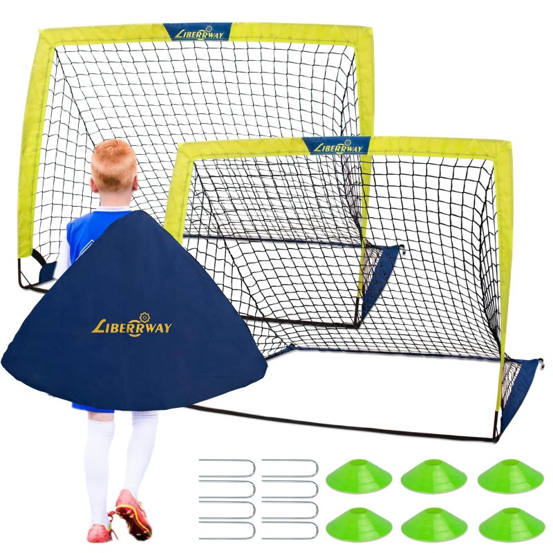 LIBERRWAY LIBERRWAY Football Goal Pop up Football Net Set of 2 Post, 4'x 3' Football Goal Posts for Kids - Image 1