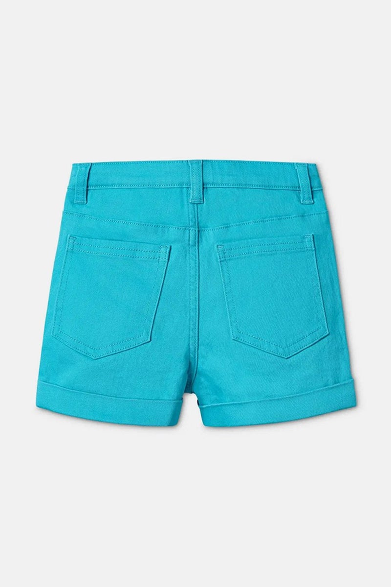 Tchibo Kids Girl 2 Pcs Plain Shorts, Turquoise  - Image 3
