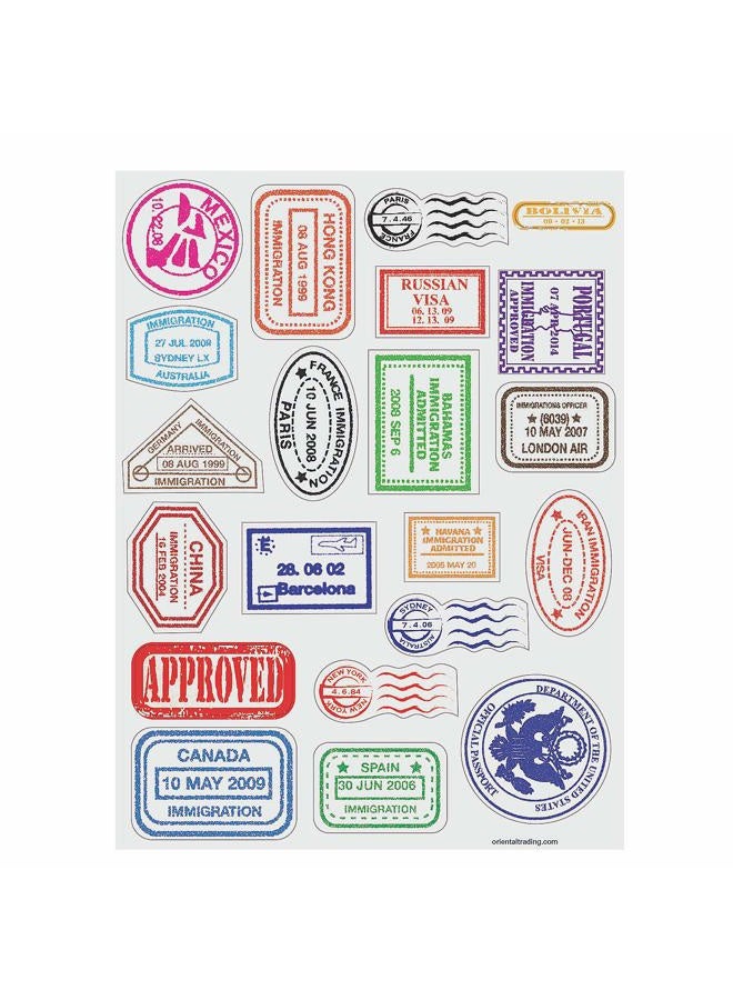 Fun Express Passport Stamp Sticker Sheets - VBS Vacation Bible School Supplies/Decor - (480 Stickers) - Image 1