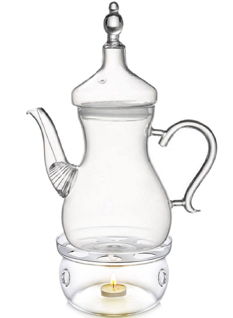 ريفان طقم دلة إبريق زجاجي 1لتر مع قاعدة تسخين - Image 1