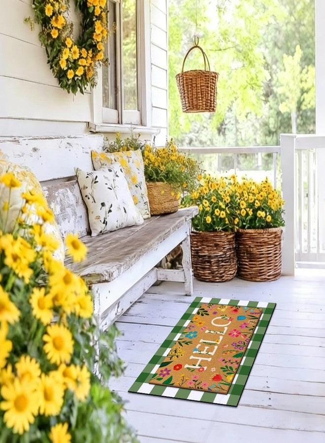 Drydiet 2 Pcs Floral Hello Coir Doormats Welcome Outdoor Summer Spring Door Mats Layered Front Door Rugs Non Slip Floor Mats for Porch Entryway Indoor Outdoor Decor - Image 4