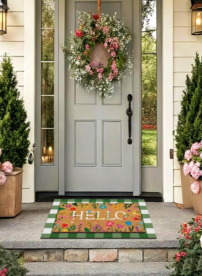 Drydiet 2 Pcs Floral Hello Coir Doormats Welcome Outdoor Summer Spring Door Mats Layered Front Door Rugs Non Slip Floor Mats for Porch Entryway Indoor Outdoor Decor - Image 5